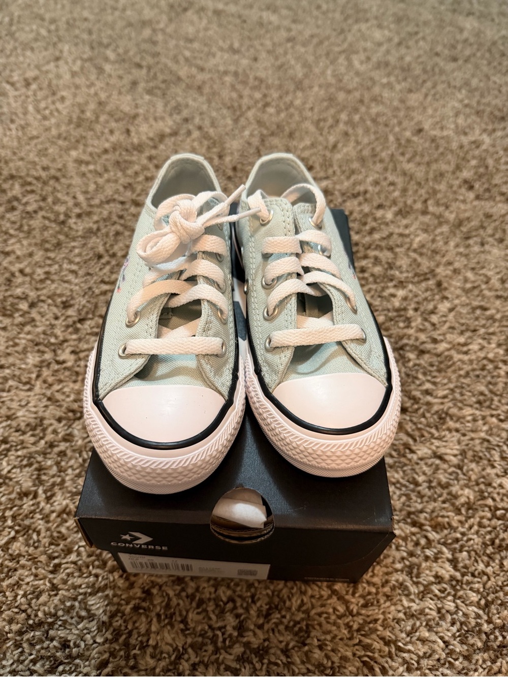 Converse Kids Low-Top Sneakers in Mint Green and White